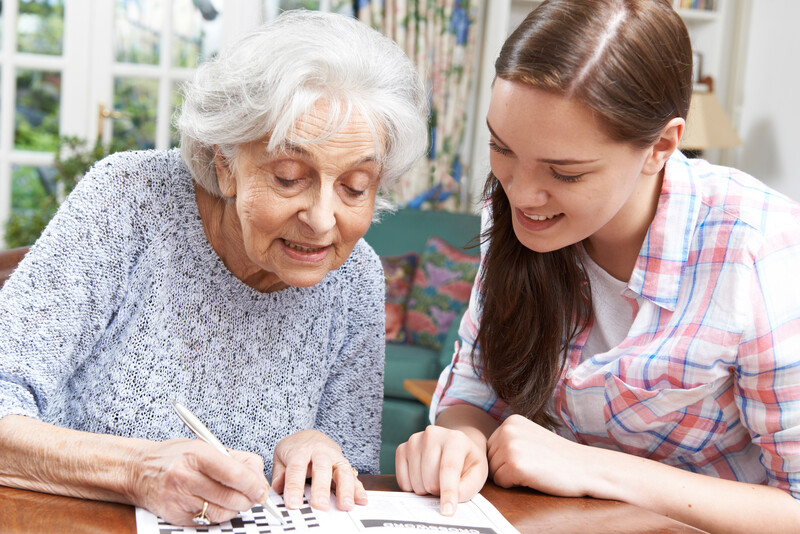 senior doing a puzzle